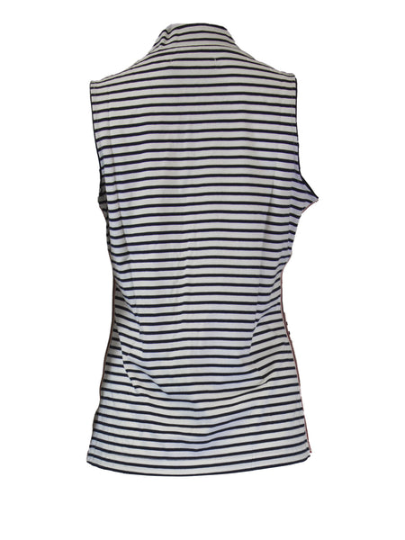 Grey State Women's Sleeveless Turtleneck Piper Top, Marine/ White Combo, X-Large