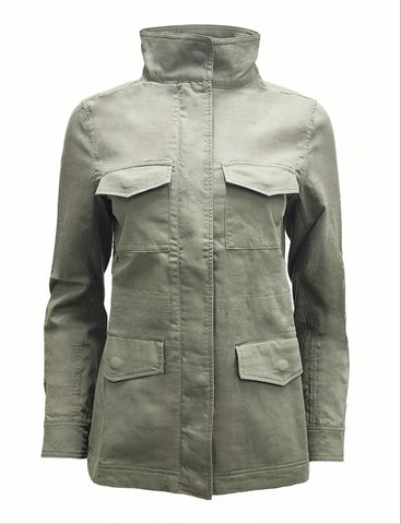 HoodLamb Women's Green Field Hemp Cotton High Collar Jacket 420 NWT