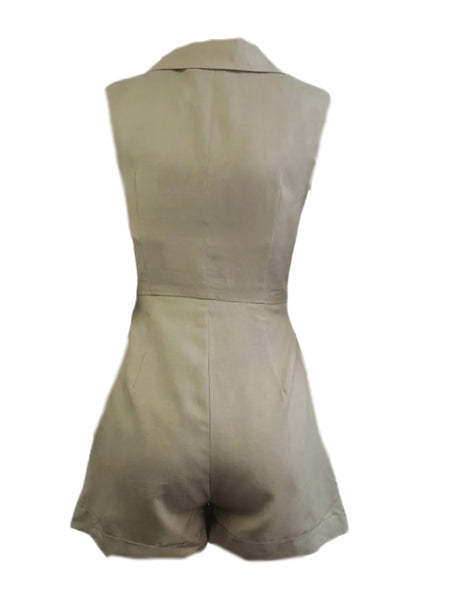 MADISON THE LABEL Women's Green Sleeveles Cotton Romper #MS0206 X-Small NWT