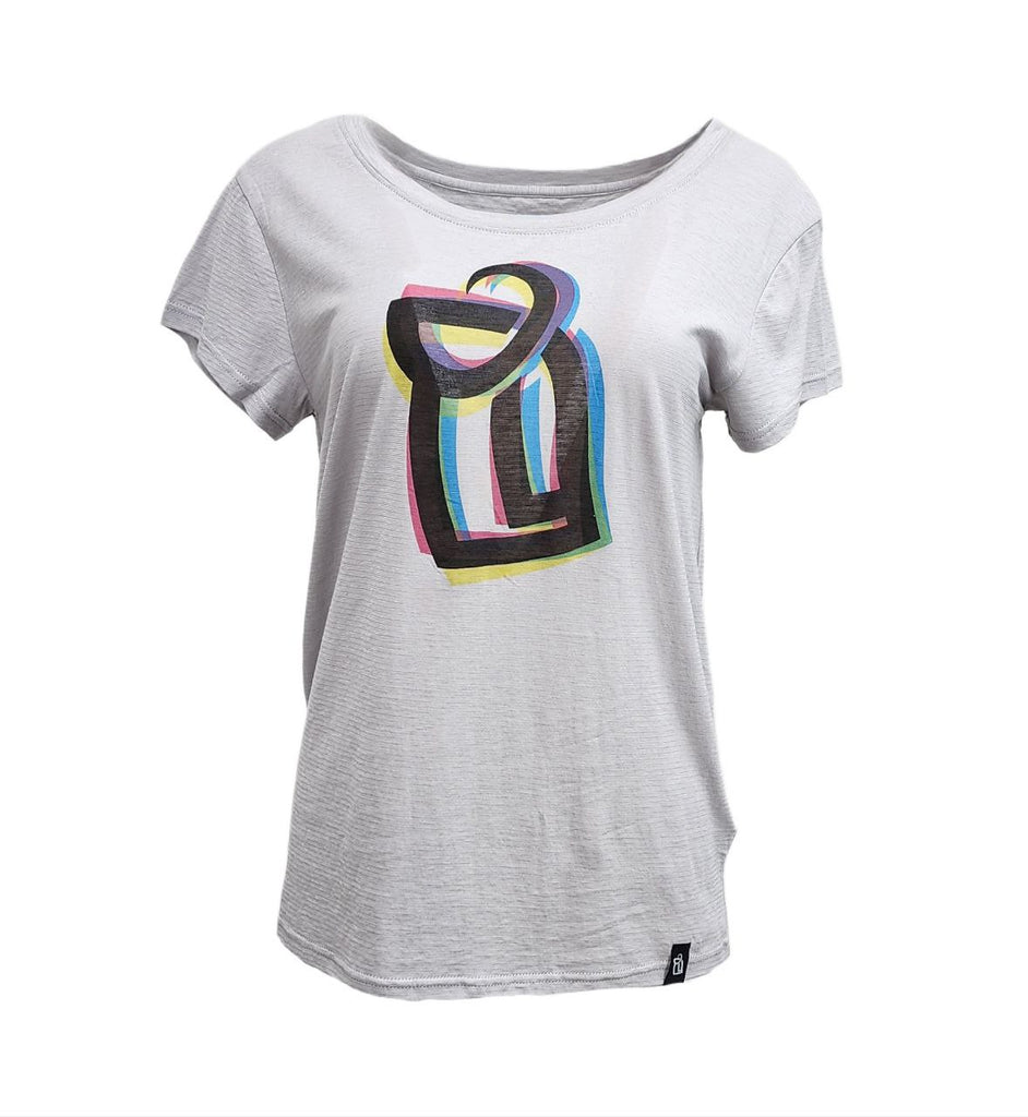 HoodLamb Women's Grey Logo Tones Soft Hemp T-Shirt 420 NWT
