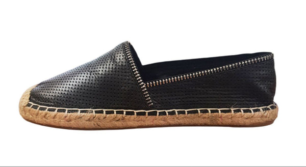 REBECCA MINKOFF Women's Black Perf Leather Gabi Espadrilles #M1115005 5 NWB