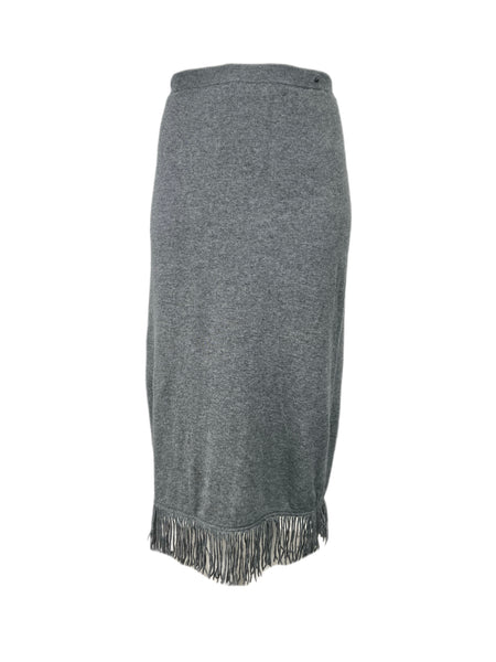 Marina Rinaldi Women's Grey Galateo Knitted Straight Skirt NWT