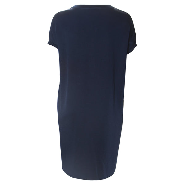 MARINA RINALDI Womens Navy Galleria Classic Sweater Shift Dress $690 NWT