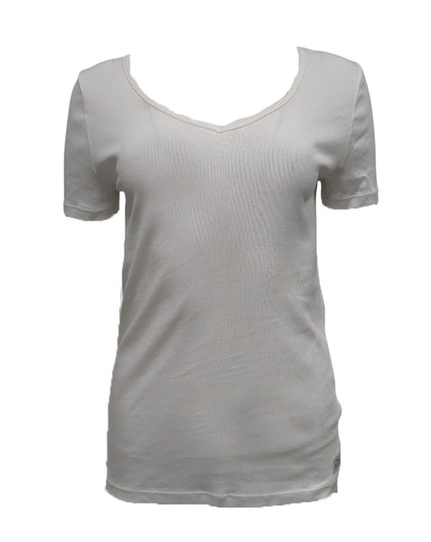 GANT Women's Eggshell 1x1 Rib Short Sleeve Tee 404702 Size Large