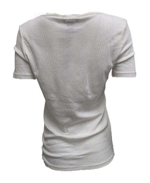 GANT Women's Eggshell 1x1 Rib Short Sleeve Tee 404702 Size Large