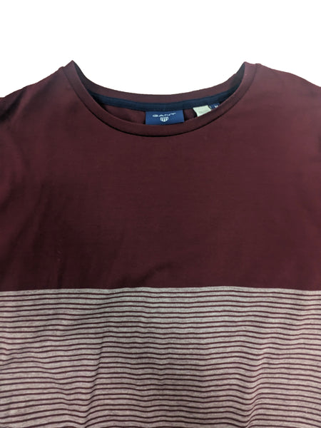 GANT Men's Purple Wine Oxford Stripe Short Sleeve Tee 203010 Size M NWT