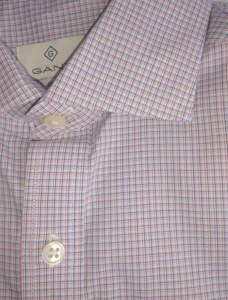 GANT DIAMOND G Men's Sky Madras Check Fitted Spread Collar 303827 Size 40 NWT