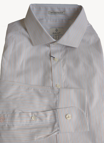 GANT DIAMOND G Men's Eraser Broadcloth Stripe Fitted Spread 303902 Size 40 NWT