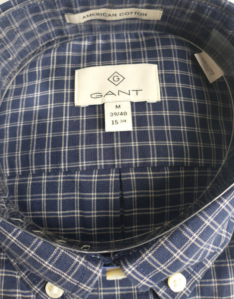 GANT DIAMOND G Men's Marine Royal Oxford Check Shirt 3050100 Size Medium NWT