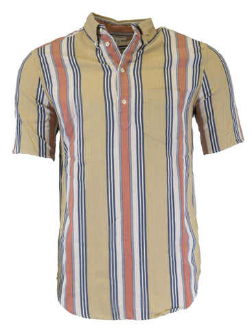 GANT RUGGER Warm Almond Bold Stripe Short Sleeve Pullover 341458 Size M $135 NWT