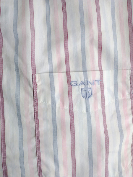GANT Men's Light Blue Easy Care Broadcloth Stripe Shirt 342846 Size Medium NWT