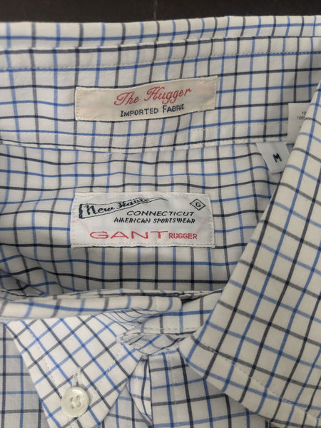 GANT RUGGER Storm Blue Imported Fabric Tattersall Shirt 351400 Size Medium