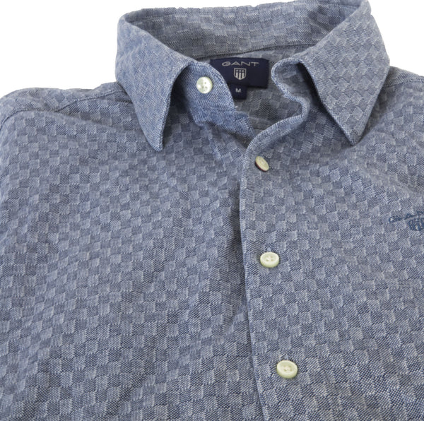 GANT Men's Dark Indigo Gingham Pique Spread Collar Shirt 364296 Size M NWT