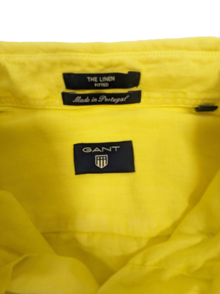 GANT Clear Yellow The Fitted Linen Button Down Shirt 393103 Size M NWT