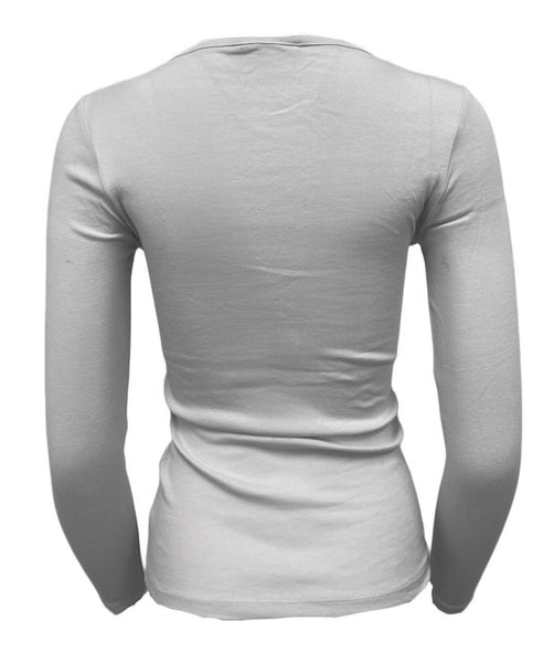 GANT Women's Eggshell 1x1 Rib Crew Neck Long Sleeve Tee 404700