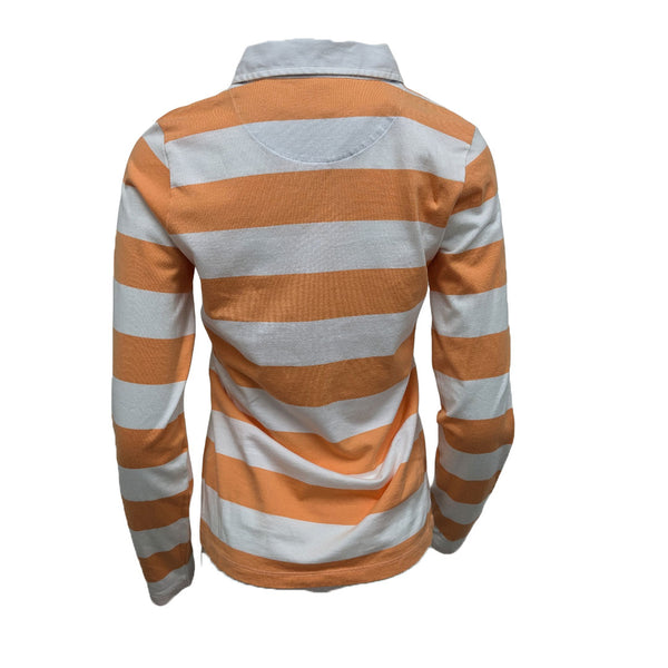 GANT Women's Crispy Peach Classic Block Striped Rugger Polo 405405 Size S