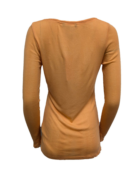 GANT Women's Mandarin Orange Light Rib Henley 405826 Size XS