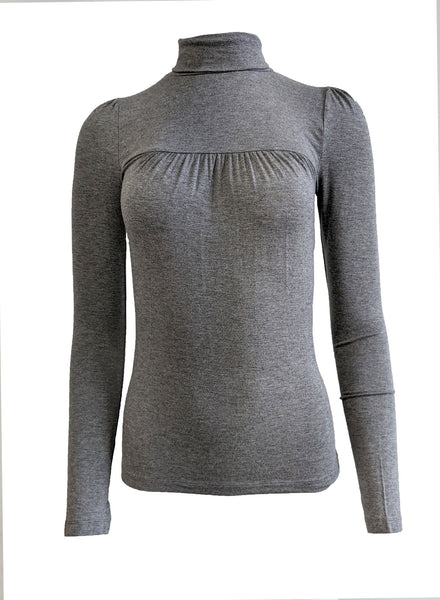 GANT Women's Dark Grey Babydoll Roll Neck Top 406422 $115 NWT