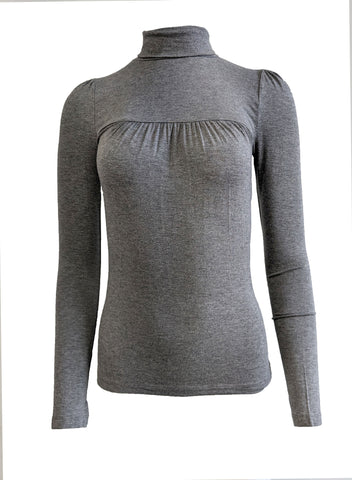 GANT Women's Dark Grey Babydoll Roll Neck Top 406422 $115 NWT