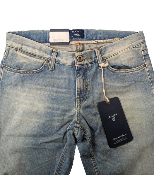 GANT Women's Mid Blue Audrey Vintage Denim Jeans 410906 $220 NWT