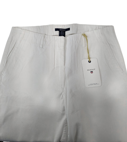 GANT Women's White Crisp Cotton Twill Pants 414647 $148 NWT