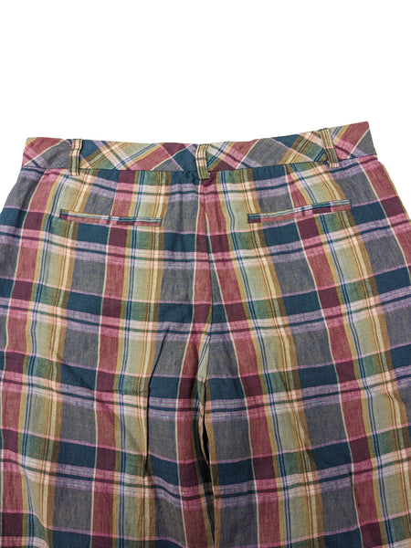GANT Women's Forest Lake Madras Plaid Linen Pants 414653 $198 NWT