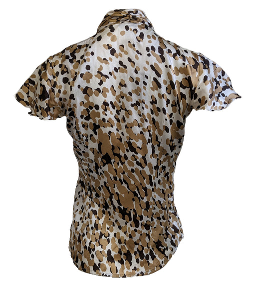GANT Women's Leopard Print Silk Printed Blouse 430956 $198 NWT