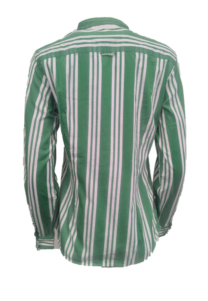 GANT Women's Bark Green Bold Stripe Button Up Shirt 431693