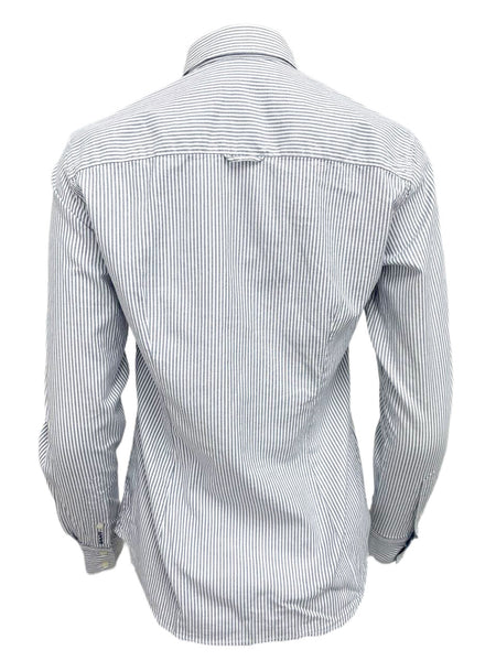 GANT Women's Dark Grey Melange Stretch Grey Stripe Shirt 432183 Size 14