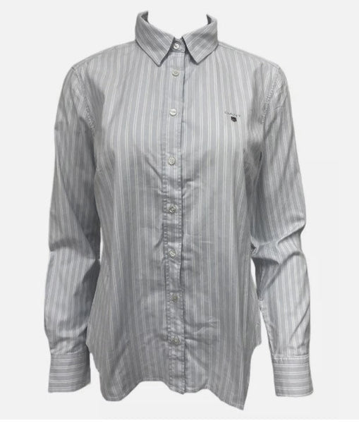 GANT Women's Dark Grey Stretch Oxford Twin Stripe Shirt 432187 Size EU 38/ US 8