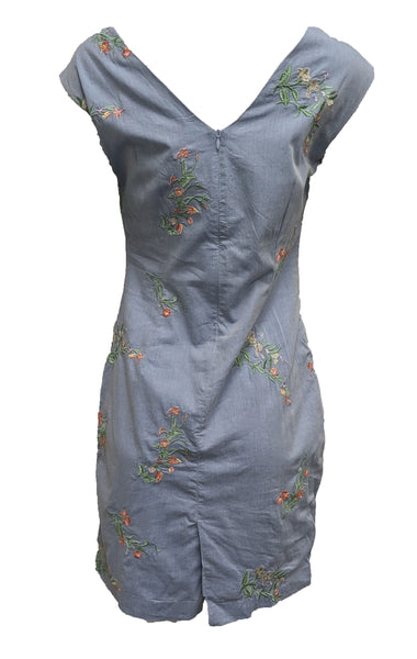 GANT  Women's Hamptons Blue Embroidered Chambray Dress 450871 Size 8