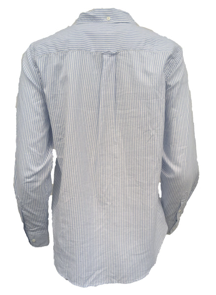 GANT RUGGER Women's Sea Blue Windblown Oxford Stripe Shirt 450883 Size XL
