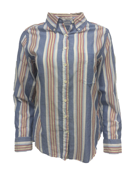 GANT RUGGER Women's Palace Blue Her Madras Button Down  Shirt 450889