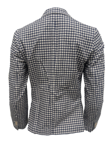 GANT RUGGER Women's Vintage Blue Ginhgam Cotton Blazer 476642