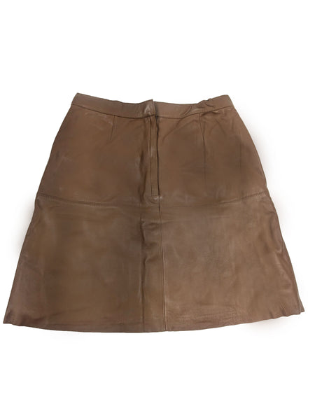 GANT Dark Cognac Lamb Leather Lined Skirt 478229 Size Small NWT