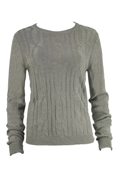GANT Women's Grey Melange Graphic Cable Crew 482328 Size M $195 NWT