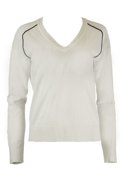 GANT Women's Nature White Merino V-Neck Sweater 482605 Size S $215 NWT