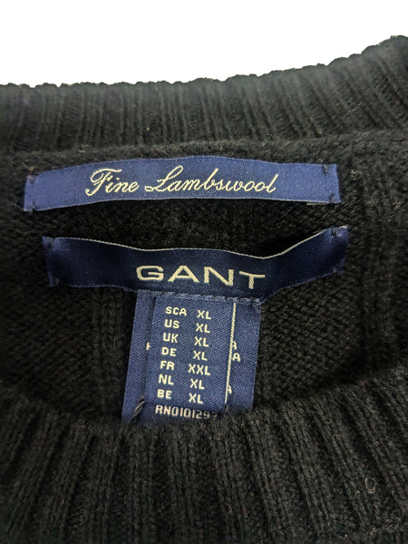 GANT Women's Black Wool Classic Cable Crew Sweater 483491 Size X-Large