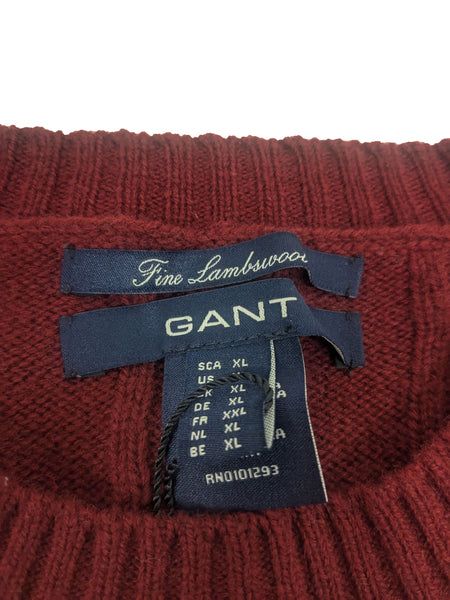 GANT Women's Burgundy Wool Classic Cable Crew Sweater 483491