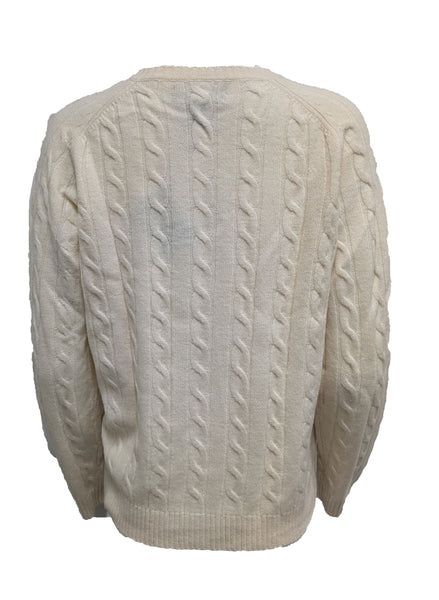 GANT Women's Cream Wool Classic Cable Cardigan 483495 Size X-Large