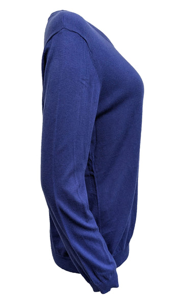 GANT RUGGER Women's Indigo Blue Cotton Silk Blend Crue Sweater 488813 Size L