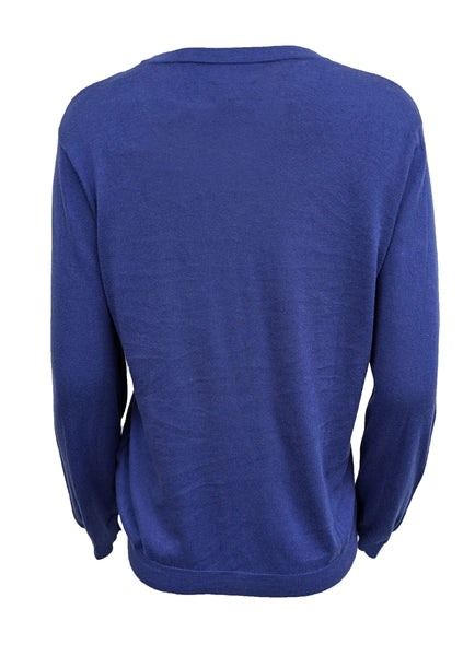 GANT RUGGER Women's Indigo Blue Cotton Silk Blend Crue Sweater 488813 Size L