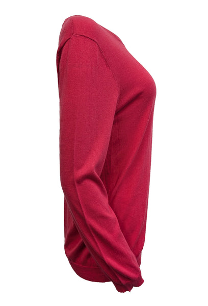 GANT RUGGER Women's Raspberry Cotton Silk Blend Crue Sweater 488813 Size XL