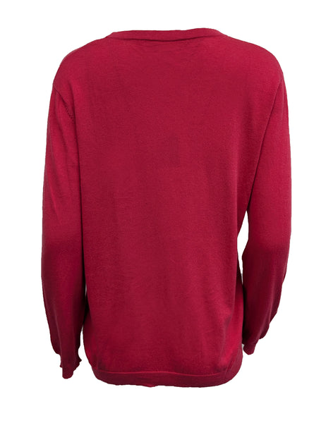GANT RUGGER Women's Raspberry Cotton Silk Blend Crue Sweater 488813 Size L