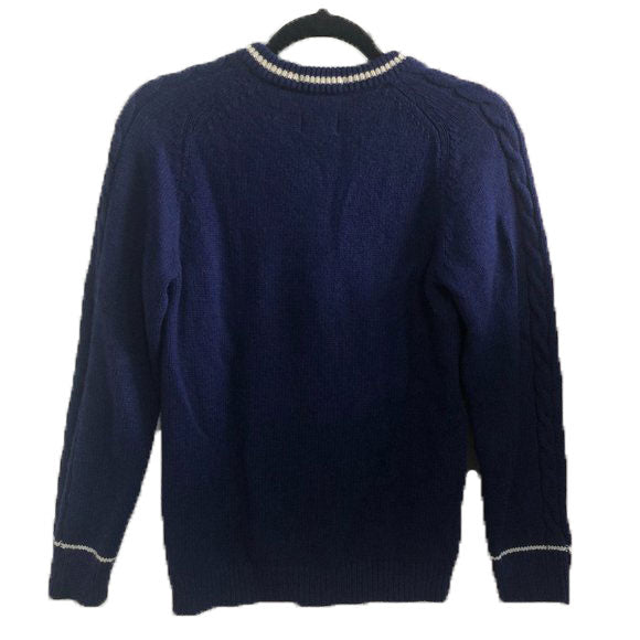 GANT RUGGER Ultra Blue Wool Blend Cable Vee Sweater 488910