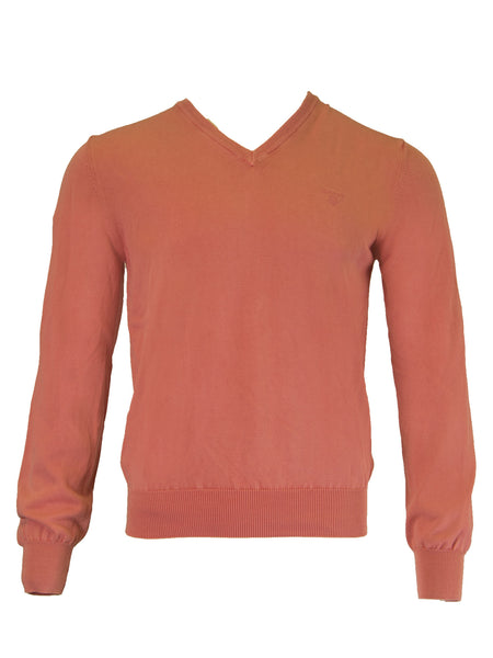 Gant Men's Antique Cotton V-Neck Sweater, Medium, Paradise Pink
