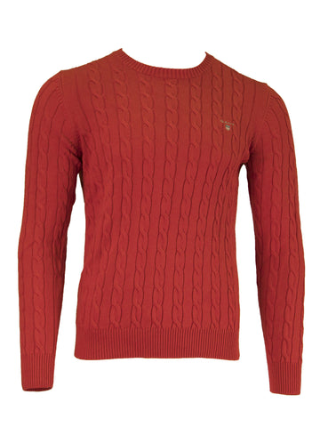 GANT Men's Bright Red Cotton Cable Crew Sweater 80051 Size M $155 NWT