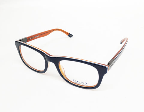 GANT Men's G105 Rectangular Eyeglass Frames 52-20-145 -Navy/ Orange NEW
