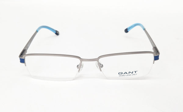 GANT Men's Half Rim G3010 Eyeglass Frames 54-17-145  -Satin Silver/ Blue NEW