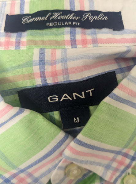 GANT Light Green Melange Heather Poplin Short Sleeve Shirt 308841 Size M
